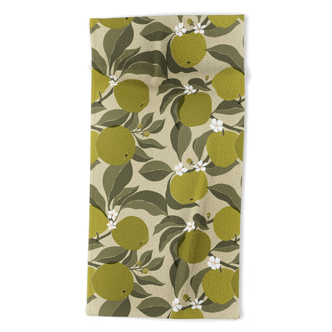 Cuss Yeah Designs Abstract Green Apples Beach Towel