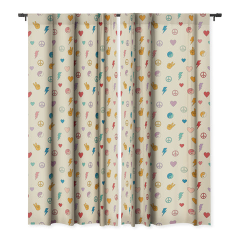 Cuss Yeah Designs Groovy Peace and Love Blackout Window Curtain