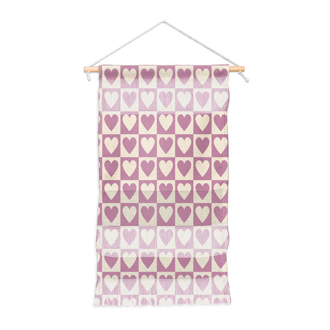Cuss Yeah Designs Lavender Checkered Hearts Wall Hanging Portrait