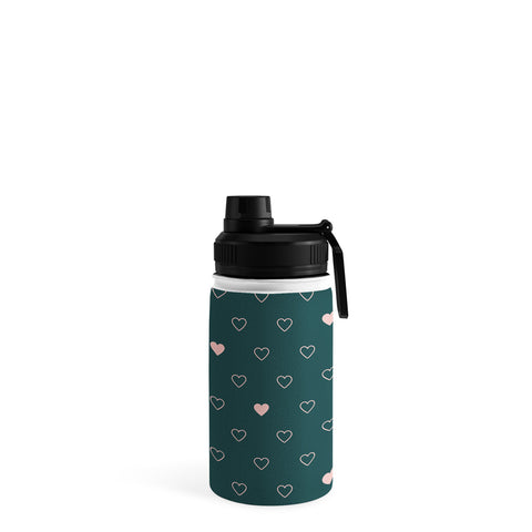 Cuss Yeah Designs Small Pink Hearts on Green Water Bottle