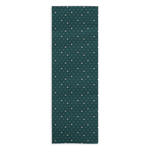 Cuss Yeah Designs Small Pink Hearts on Green Yoga Towel