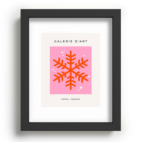 Daily Regina Designs Christmas Print Snowflake Pink Recessed Framing Rectangle