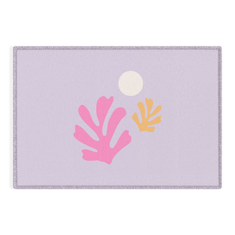 Daily Regina Designs Lavender Abstract Leaves Modern Outdoor Rug