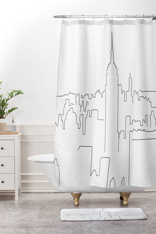 Daily Regina Designs Minimal Line New York City Shower Curtain And Mat