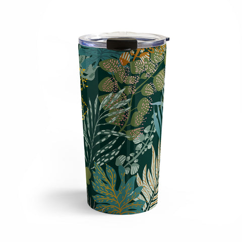 DESIGN d´annick tropical night emerald leaves Travel Mug