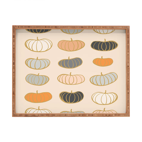 Dominique Vari Words Retro Pumpkin Pattern Rectangular Tray