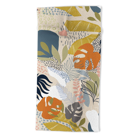 Dominique Vari Words Tropical Foliage Pattern 1 Beach Towel