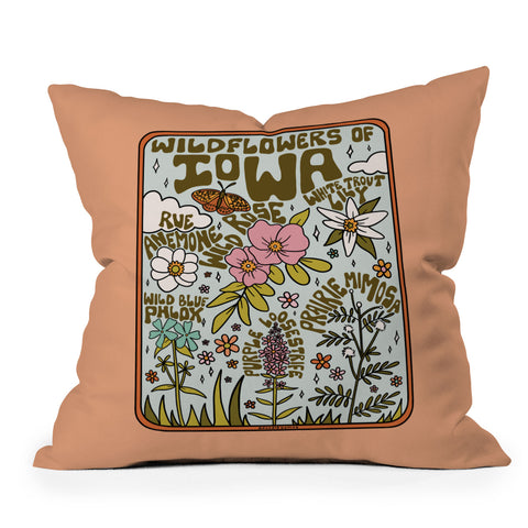 Doodle By Meg Iowa Wildflowers Throw Pillow