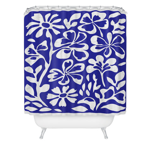 DorisciciArt Indigo boho floral Shower Curtain