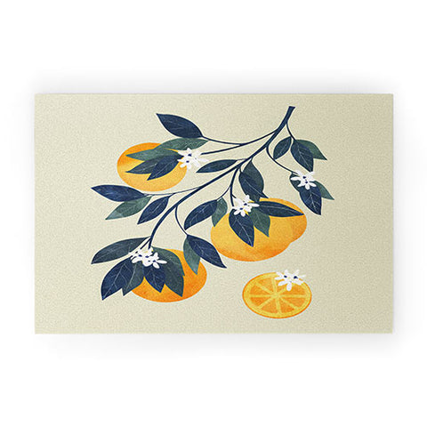 El buen limon Oranges branch and flowers Welcome Mat