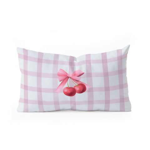 Emanuela Carratoni Coquette Cherries Oblong Throw Pillow