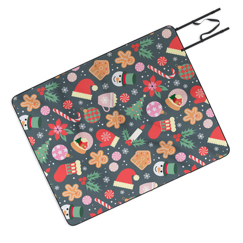 Emanuela Carratoni Ditsy Christmas Theme Picnic Blanket