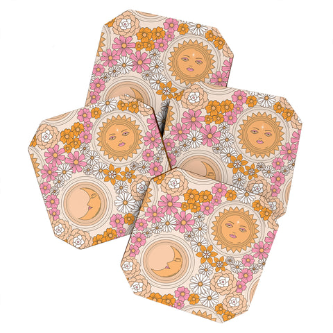 Emanuela Carratoni Floral Moon and Sun Coaster Set