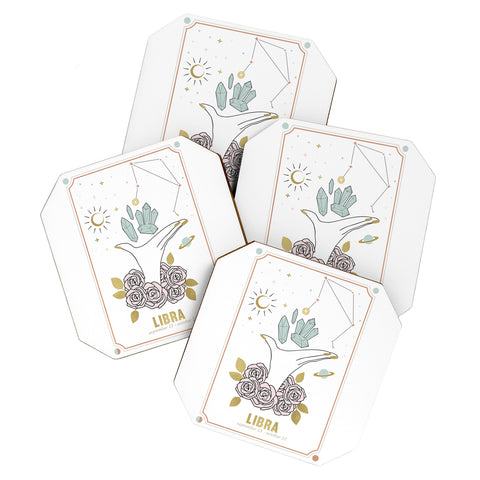 Emanuela Carratoni Libra Zodiac Sign Coaster Set