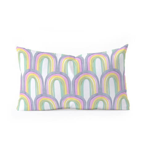 Emanuela Carratoni Rainbow Pastel Theme Oblong Throw Pillow