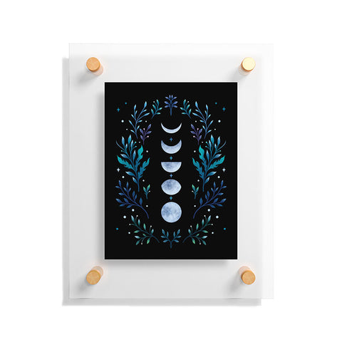 episodic drawing Moonlight Garden Blue Floating Acrylic Print