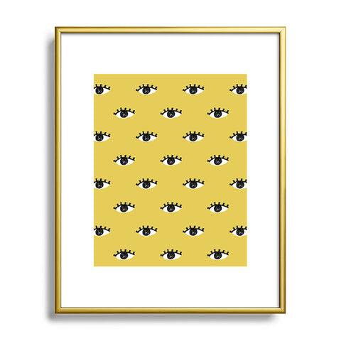 Erika Stallworth Inky Textured Eye Pattern Olive Metal Framed Art Print
