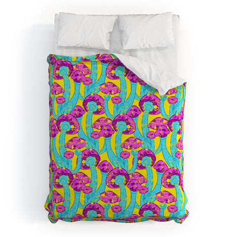 Evgenia Chuvardina Bright magic mushrooms Duvet Cover