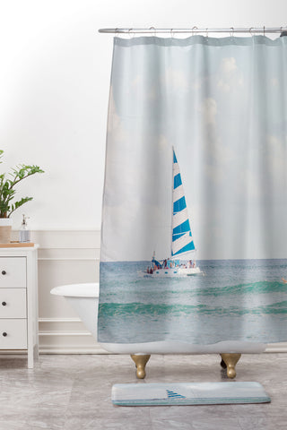 Eye Poetry Photography Happy Sailing Ocean Shower Curtain And Mat