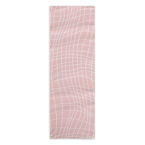 Fimbis Wavy Blush Grid Yoga Towel