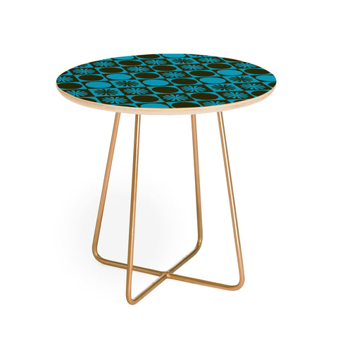 gnomeapple Retro Checkered Pattern Muted Round Side Table