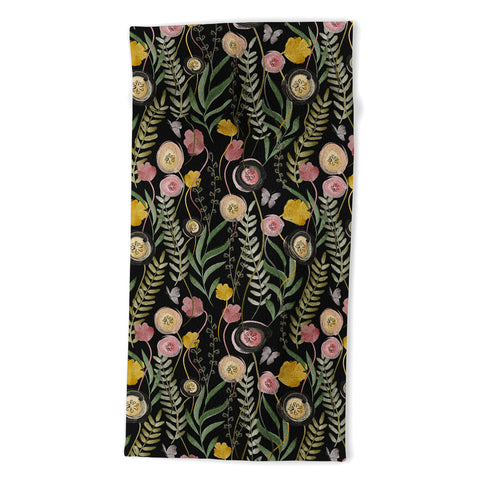 Gyaneshwari Dave | Pineconedream Meadow Noir Beach Towel