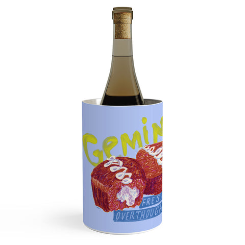 H Miller Ink Illustration Gemini Twins in Lavender Blue Wine Chiller