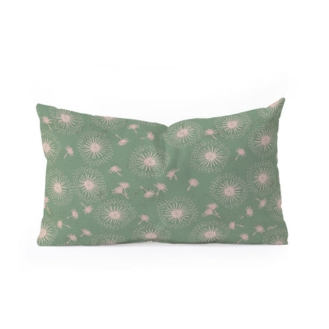 H Miller Ink Illustration Make A Wish Dandelion Pattern Oblong Throw Pillow