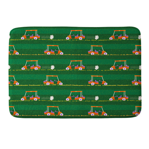 H Miller Ink Illustration Retro Golf Cart Rides Memory Foam Bath Mat