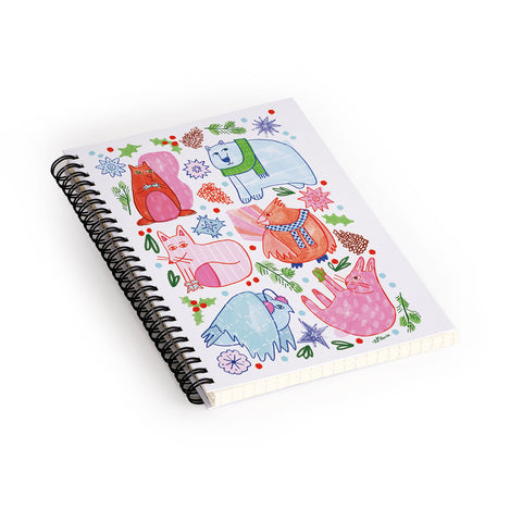 H Miller Ink Illustration Winter Forest Woodland Animals Spiral Notebook