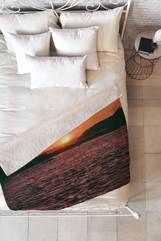 Hannah Kemp A Coastal Sunset Fleece Throw Blanket