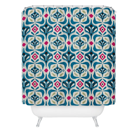 Heather Dutton Eastlyn Ivory Blue Shower Curtain