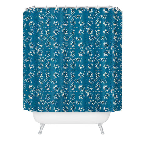 Heather Dutton Paizale Blue Ivory Shower Curtain