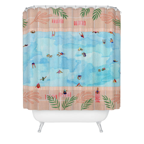 Helo Birdie Peachy Palms Shower Curtain