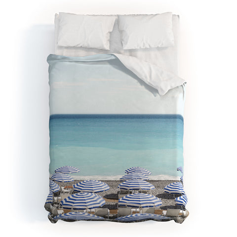 Henrike Schenk - Travel Photography Blue Beach Umbrellas Photo Duvet Cover