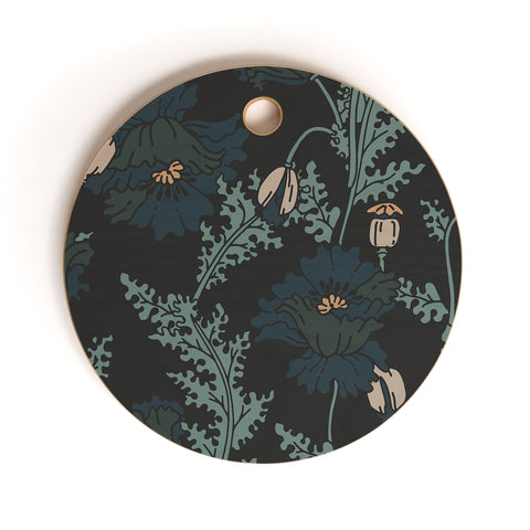 Holli Zollinger VERANDA MIDNIGHT POPPY Cutting Board Round