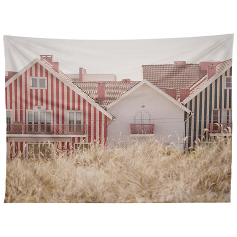 Ingrid Beddoes Beach Houses red and blue Tapestry