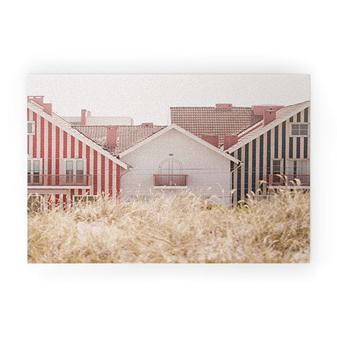 Ingrid Beddoes Beach Houses red and blue Welcome Mat