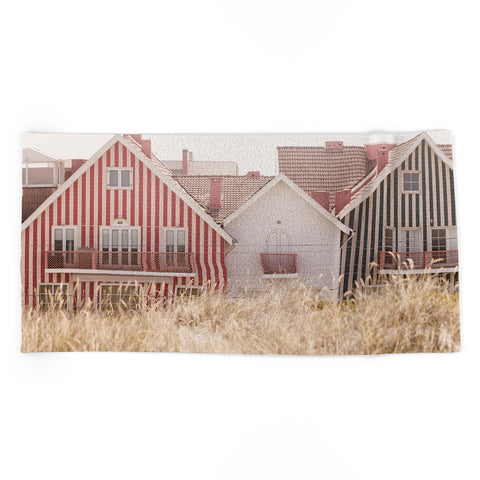 Ingrid Beddoes Beach Houses red and blue Beach Towel