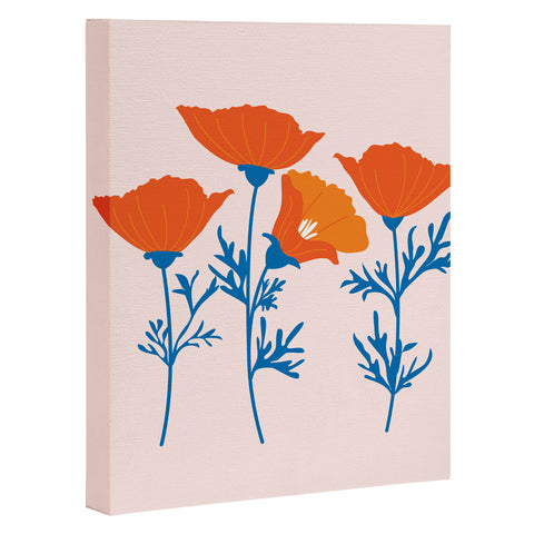 Insvy Design Studio California Poppy Orange Blue Art Canvas