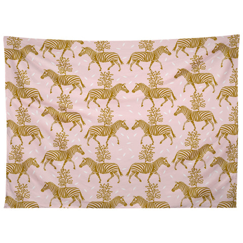 Insvy Design Studio Incredible Zebra Pink and Gold Tapestry