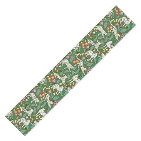 Insvy Design Studio White Leopards in the Jungle Table Runner