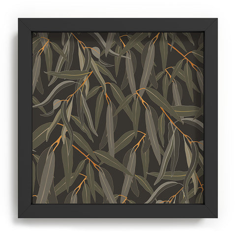 Iveta Abolina Eucalyptus Leaves Deep Olive Recessed Framing Square
