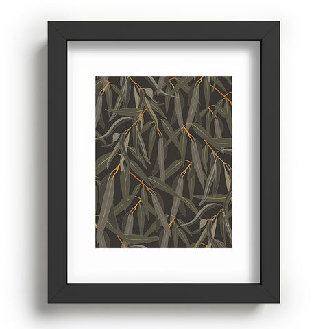 Iveta Abolina Eucalyptus Leaves Deep Olive Recessed Framing Rectangle
