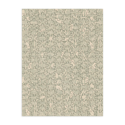 Iveta Abolina Mushrooms Beige on Sage Puzzle