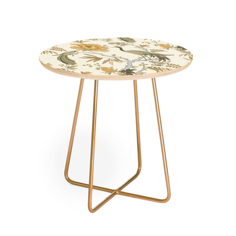 Iveta Abolina Peacock Garden on Cream Round Side Table