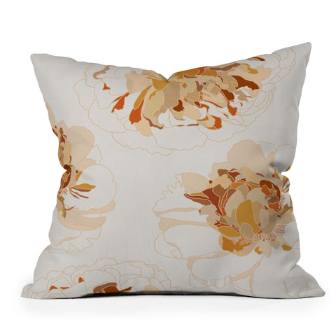 Iveta Abolina Peony Line Art I Outdoor Throw Pillow