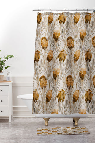Iveta Abolina Protea Large Bone Shower Curtain And Mat