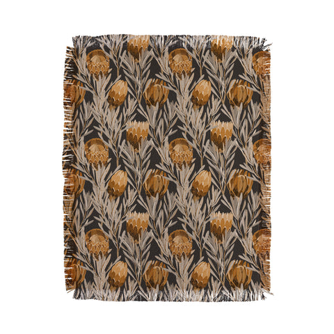 Iveta Abolina Protea Large Deep Brown Throw Blanket