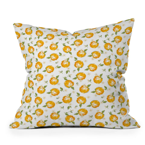 Iveta Abolina Tossed Oranges on White Outdoor Throw Pillow
